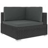 Salon de jardin - vidaXL - 6 pcs - Résine tressée noire - Coussins inclus - Acier laqué