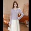 French Style Lace Trim Long Sleeve Knit Top