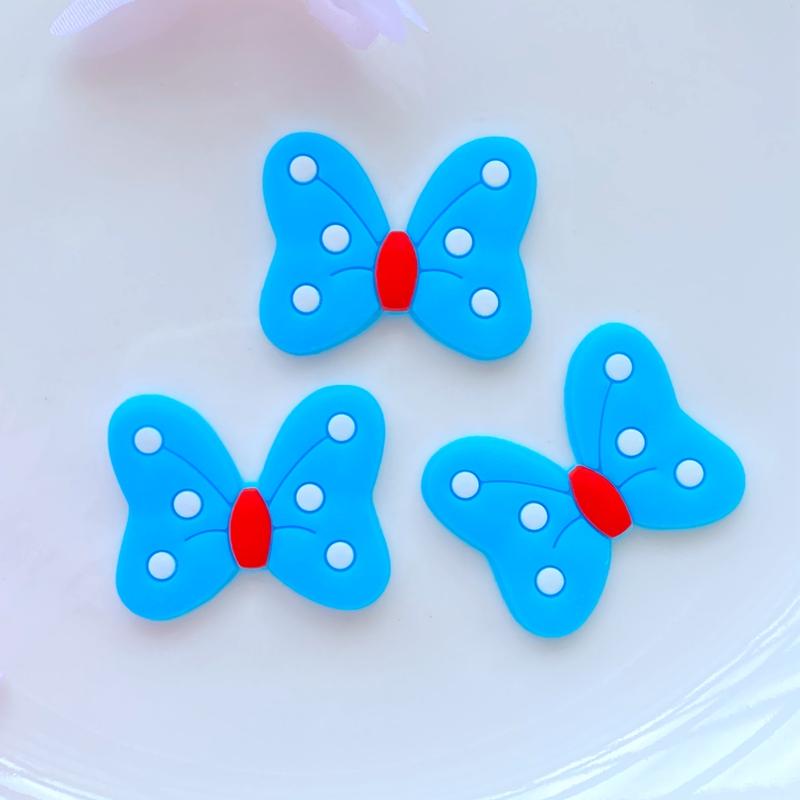 20pcs New Pattern Cute Cartoon Bow Series PVC Flexible Glue Flat Back DIY Scrapbook Embellishment Phone Craft Decoration