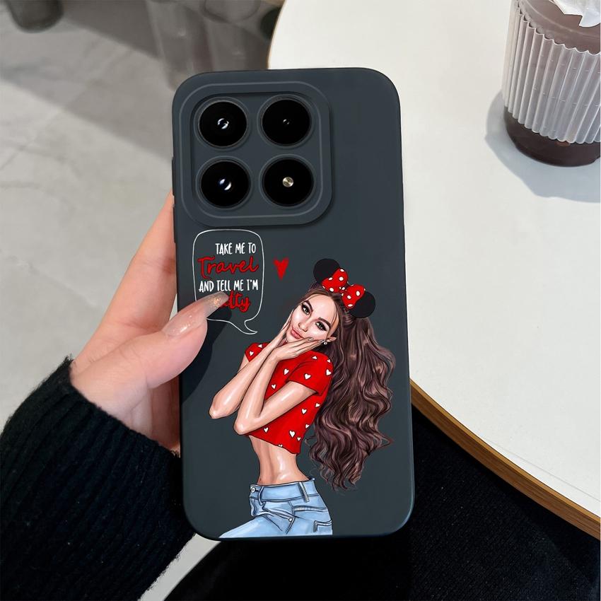 Trendy Girl Liquid Silicone Phone Case For Xiaomi 17 14 14T 15 15T Pro Poco C71 C75 M7 M8 F7 F8 Casing Premium Anti Slip Durable Shell For Xiaomi Capa