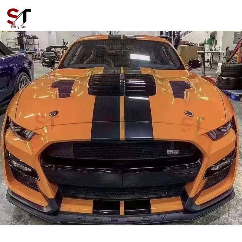 Compatible Carbon Fiber Hood for 2015-2017 Ford Mustang, GT500-Style Modification.