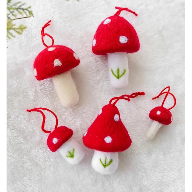 1Piece Christmas Wool Felt Mushroom Gift Bag Decoration Hanging for Gathering Christmas Decoration New Year Holiday Party Decors