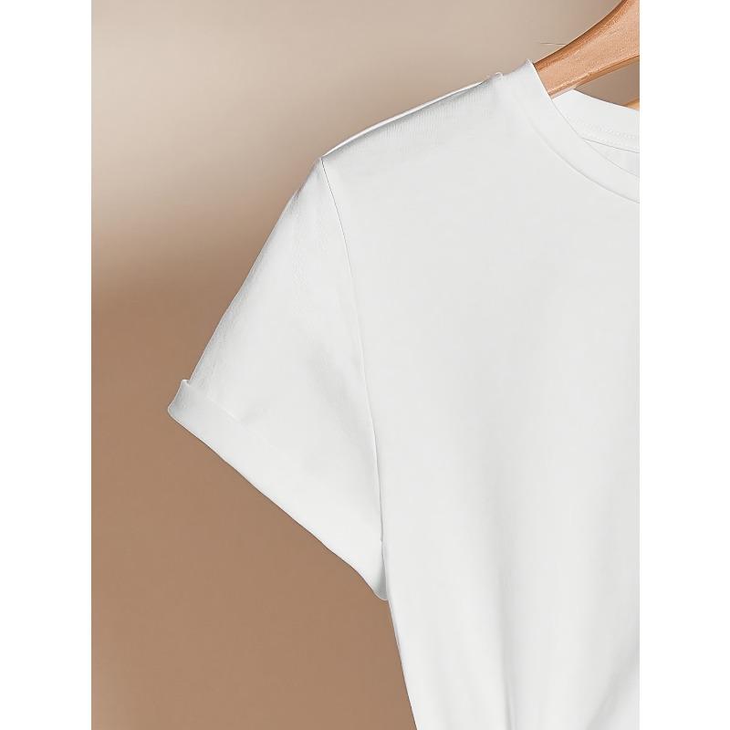 Top a Maniche Corte Taglia Europea con Stampa a Forma di Cuore, Camicia Casual da Donna per Primavera ed Estate.