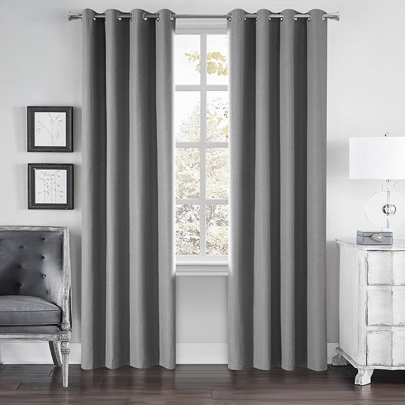 Curtains Full Blackout Plain Perforated Vertical Curtains, Bedroom Living Room Sound Insulation Finished Curtain Fabric