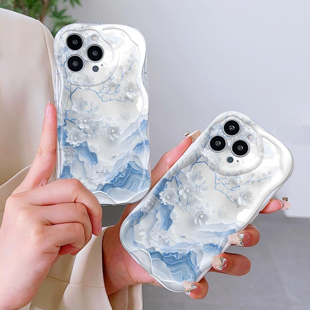 Cute Cartoon Pattern Cream Texture Casing Wavy Edge Soft Silicone Cover Phone Case for Xiaomi Redmi