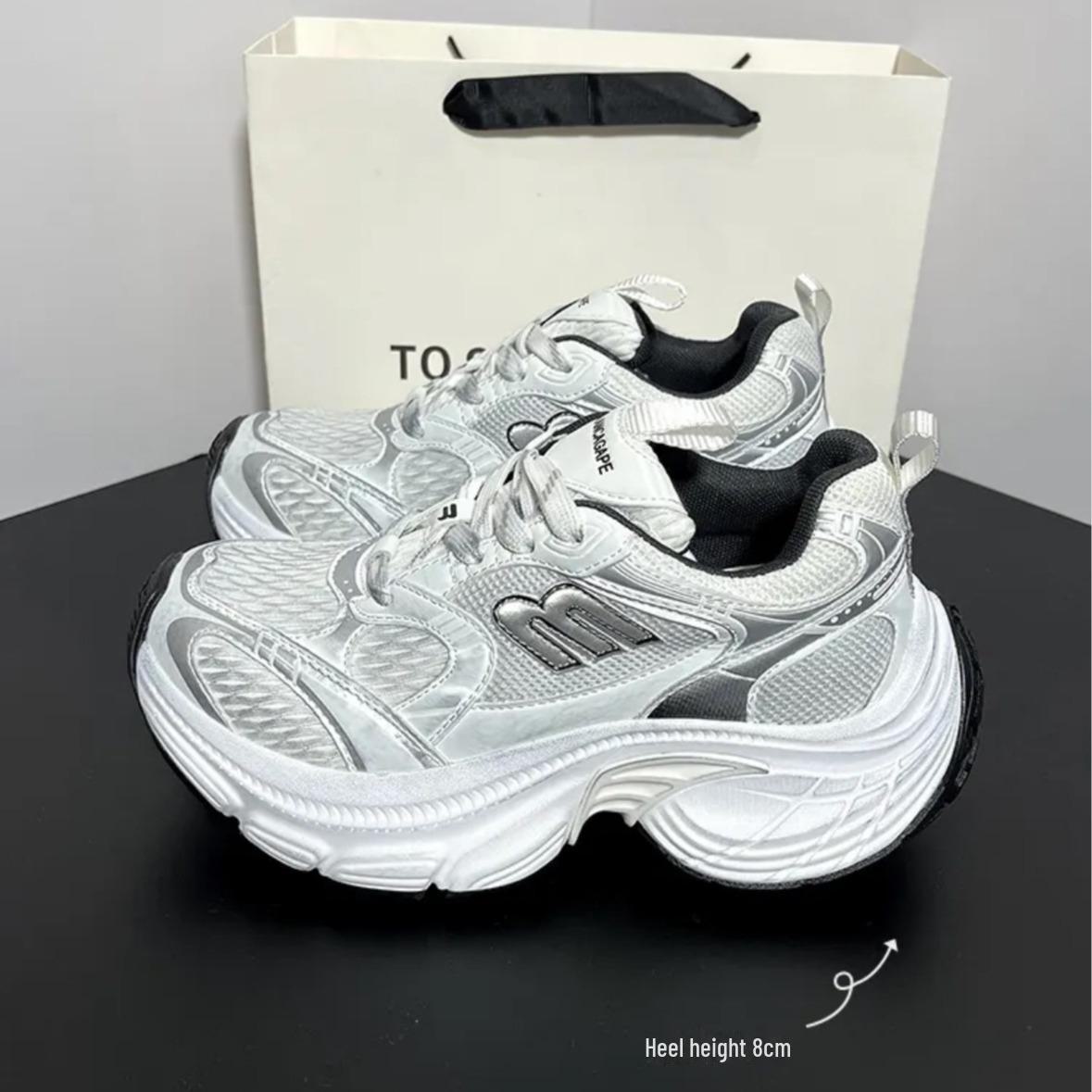 

Весна 2024 г., женские кроссовки 10XL на толстой подошве, увеличивающие рост, в цвете Color Match — повседневные универсальные кроссовки для пар Size 36