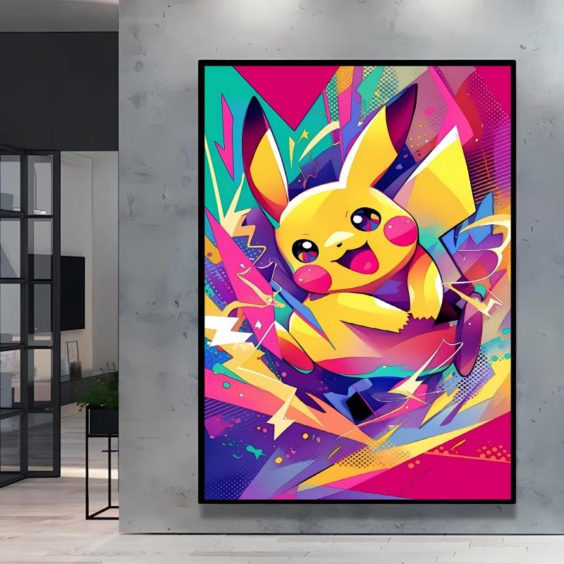 Canvas Art Wall Painting Posters Pokemon Images Pikachu Decor Painting Home Decoration Living Room Decor Paintings Kids Gift