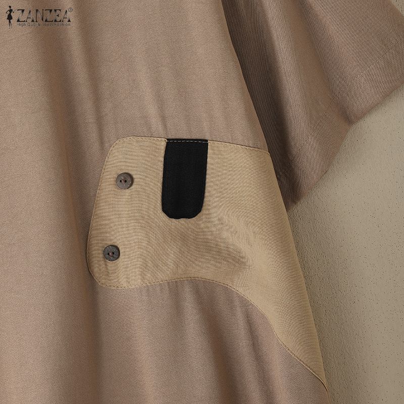 ZANZEA Bluză de vară cu mânecă jumătate și guler rotund, lejeră, casual, pentru femei