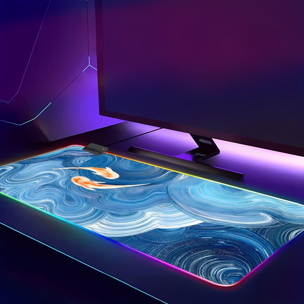 Lucky Koifish Large Mouse Pad RGB Gaming Mouse Pad HD Gamer Large LED Light XXL MousePads PC Computer pad Non-slip