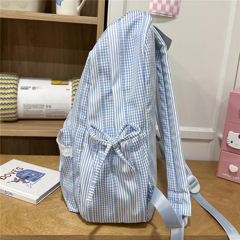 Striped Backpack, Student Schoolbag, Commuter Large-capacity Backpack
