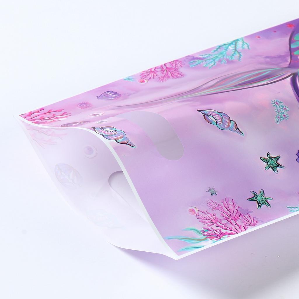 Mermaid Party Plastic Goodie Bags Mermaid Tail Candy Gift Bags for Mermaid One Birthday Sea Themed Party Decor Baby Shower Favor