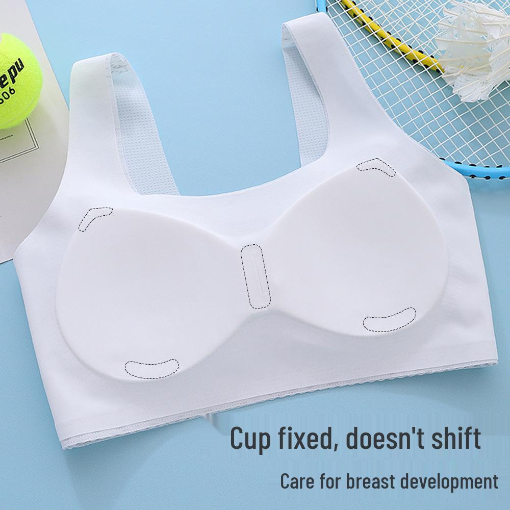 Girls' Seamless Sports Vest: Shockproof Training Bra for Junior and High School Students