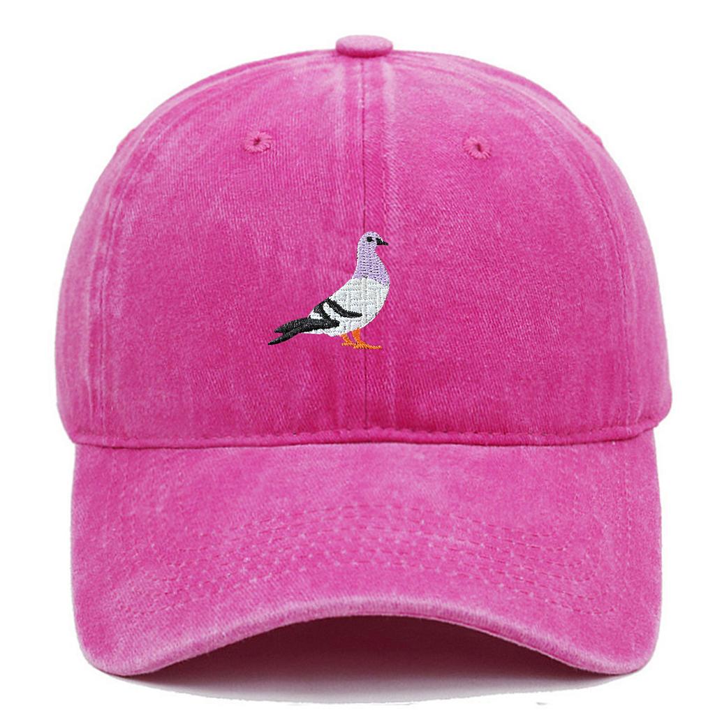 2024 Spring New Pigeon Embroidery Washed Sunscreen Sun Cap Men's and Women's Outdoor Sports Fishing Shade Baseball Cap