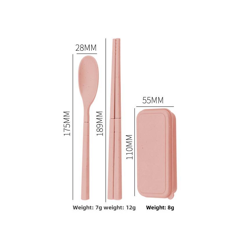 Ensemble de vaisselle portable pliable en blé: Baguettes pliantes créatives, Fourchette, Cuillère, Design en plastique adapté aux étudiants
