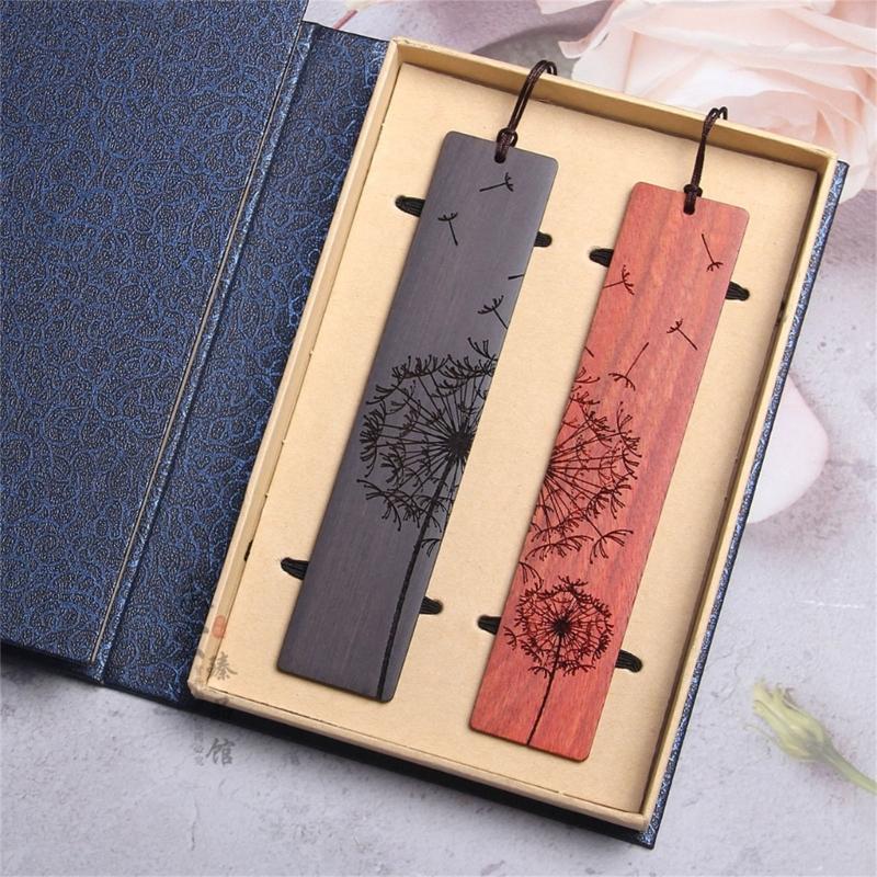 Engraved Book Marks with Pendant for Book Lovers Gift Handmade Wood Page Mark Unique Vintage Bookmarks Wood Bookmarks