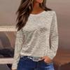 Women's Fashion Casual LongSleeve Print Round Neck Pullover Top Blouse