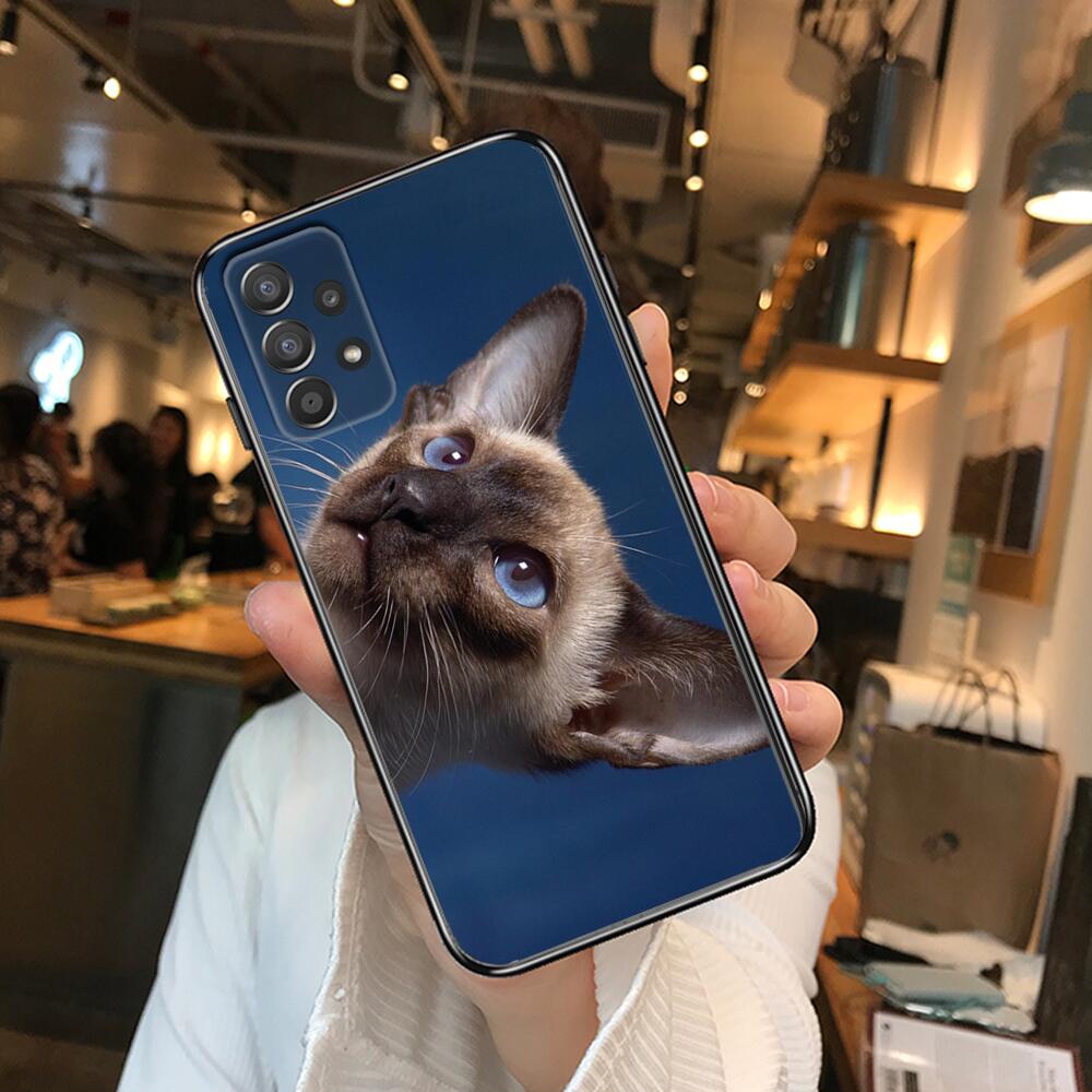 Funny Cartoon Cat Phone Case Hull For Samsung Galaxy A70 A50 A51 A71 A52 A40 A30 A31 A90 A20E 5G A20s Black Shell Art Cell Cove