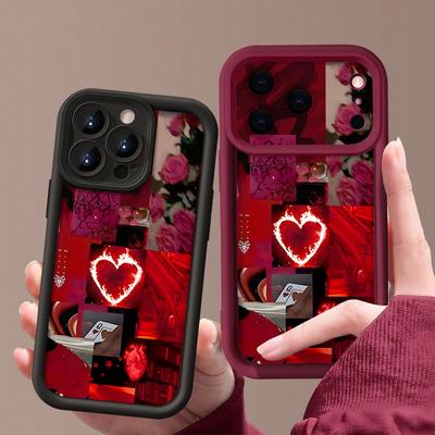 Stilvolle rote Landschaftsmuster Handyhülle für iPhone 17 16 15 14 13 12 Pro Max 15 Plus 17 Pro Air 11 16e Stoßfest Weiche TPU-Hülle