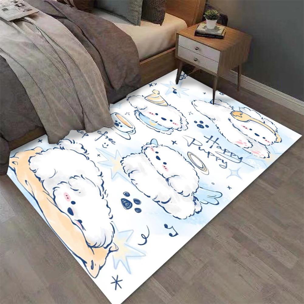 Kawaii Niedliche Hunde Druck Teppich für Zuhause Wohnzimmer Schlafzimmer Sofa Fußmatte Dekor Großer Flächenteppich Rutschfeste Bodenmatte Modisch