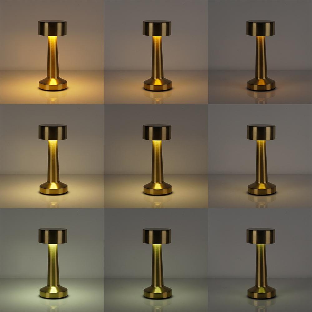 Lampka Bezprzewodowa Stołowa Nocna Metalowa Złota Dotykowa na Akumulator