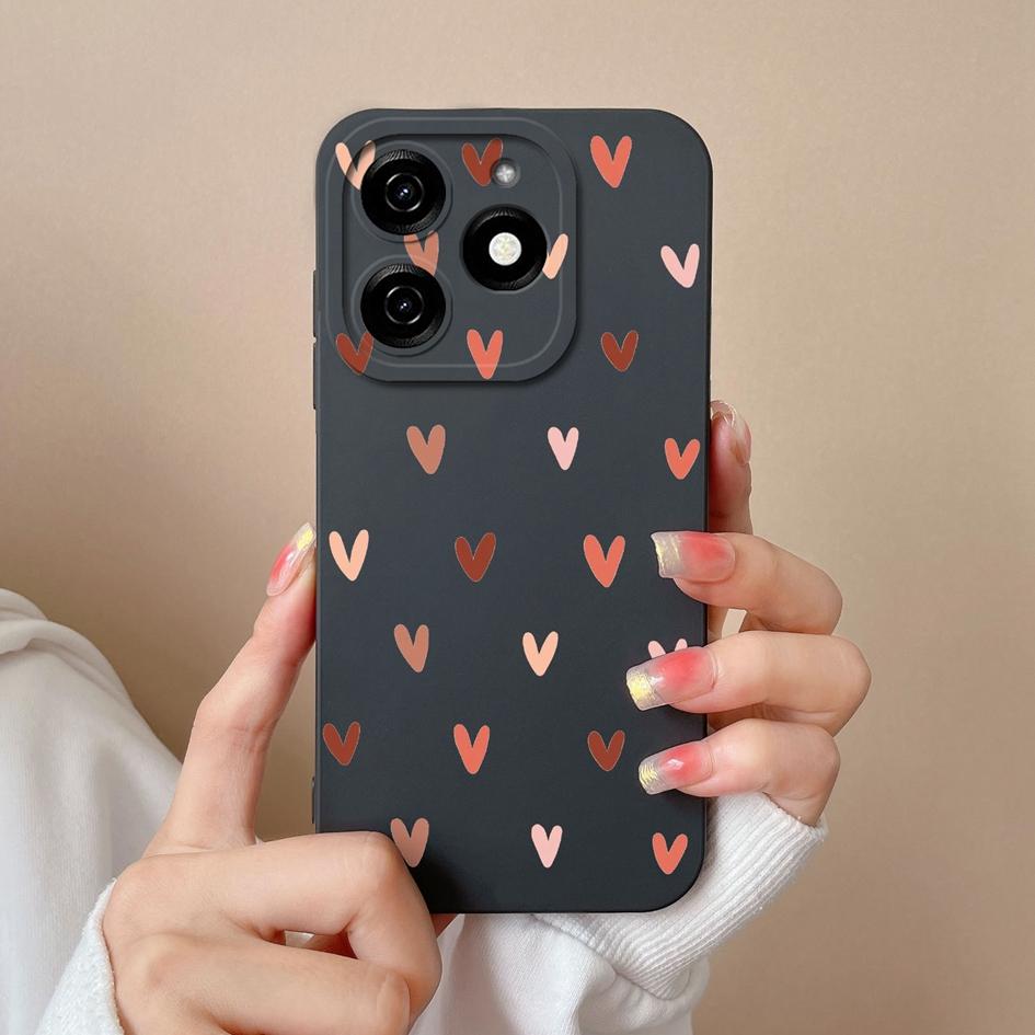 

Чехол для Itel A18s A70 Tecno Spark 20 20C Pop 8 Pova 6 Pro Чехлы-бамперы Pretty Love Heart Pattern Матовые жидкие силиконовые противоударные чехлы для телефонов Корпус Tecno Spark 20C