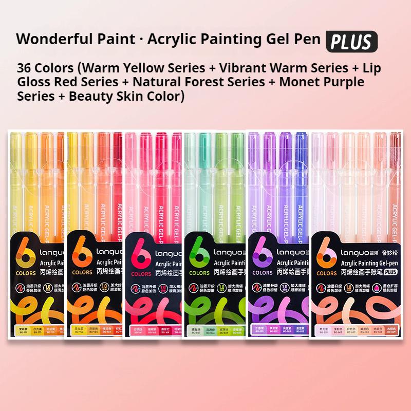 Languo 6/24/36/54/72/90 Colors Acrylic Painting Handbook Pens Multi-Color Gel Pen Student Neutral Pen Writing Marker Stationery