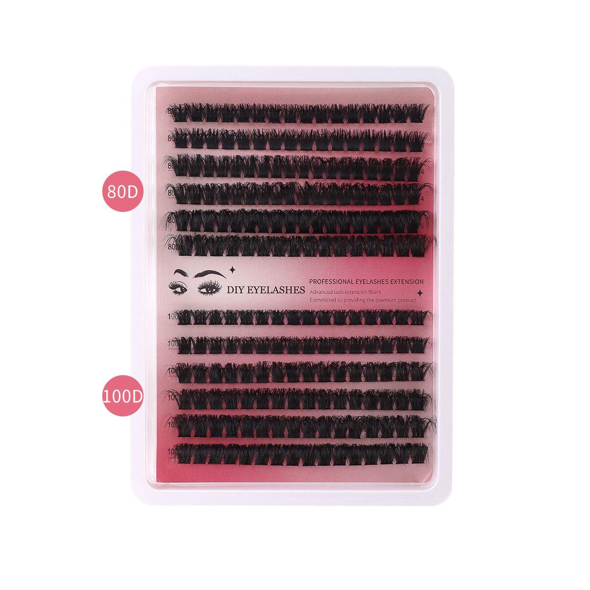 

60D100D Dense Single Cluster False Eyelash Set 10-16Mm Curled Diy Segmented Eyelashes
