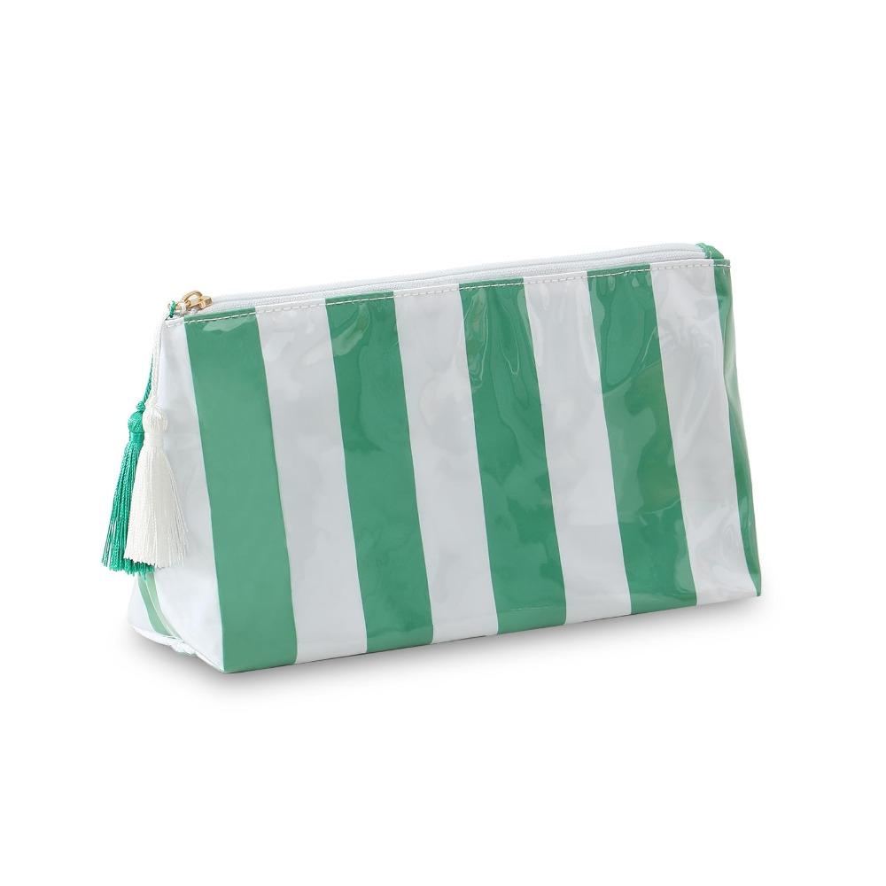Portable PVC Makeup Bags Large Capacity Striped Wash Bag High Aesthetic Waterproof Purse Bag Travel Use