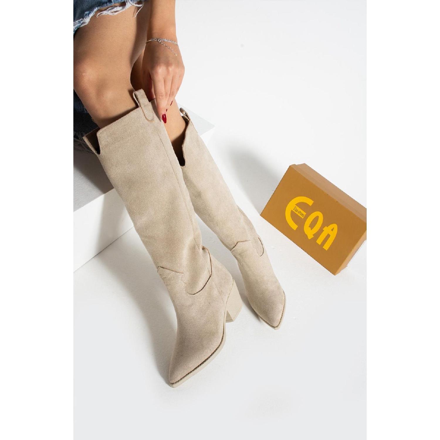 

Women s Suede (olwen) Long Pointed Nose Boots 36 вершковий