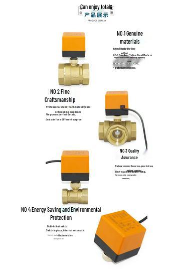 Electric Copper Ball Valve, Two/Three-Way Control, for 220V, 12V, 24V Systems - Ideal for AC, Fan Coil, Solar Applications, 4-Point Connection