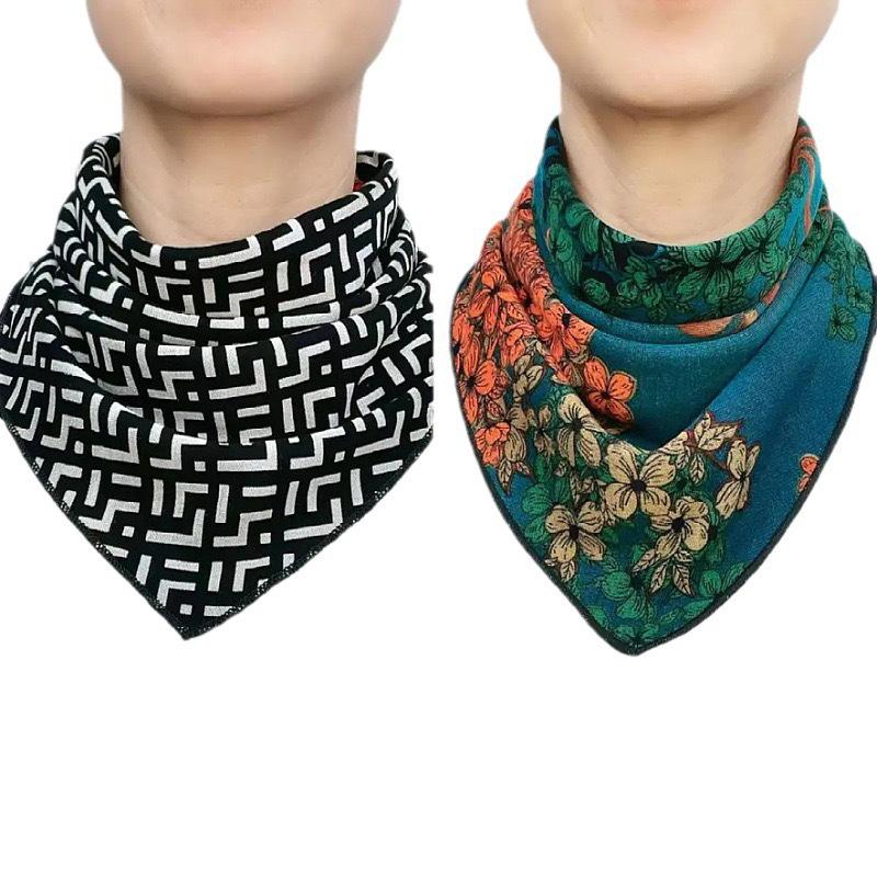 Double-Sided Triangle Scarf: Australian Wool, Cotton, Silk - Warm Neck Warmer for Spring, Autumn, Winter