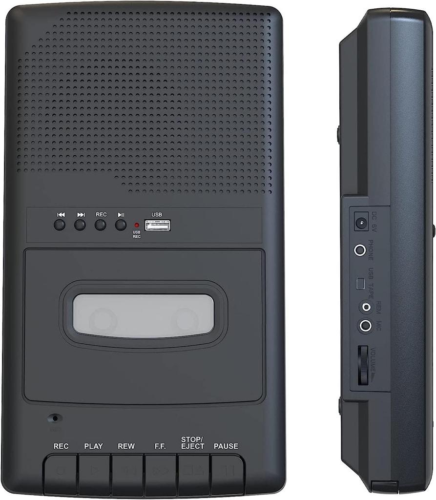 Kazetový přehrávač s konverzí MP3 a nahráváním kazetové pásky bez PC a nahráváním na USB paměť kazetové pásky, sluchátka, pohodlná přenosnost