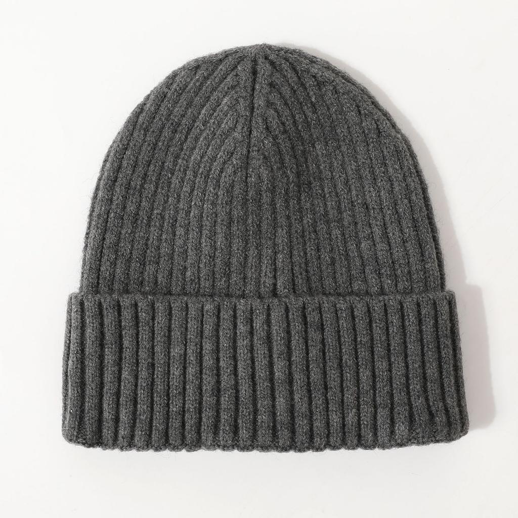 Winter Women's Knitted Hat Black Thickened Warm Hat Fashionable Versatile Knitted Wool Hat Autumn and Winter New Style