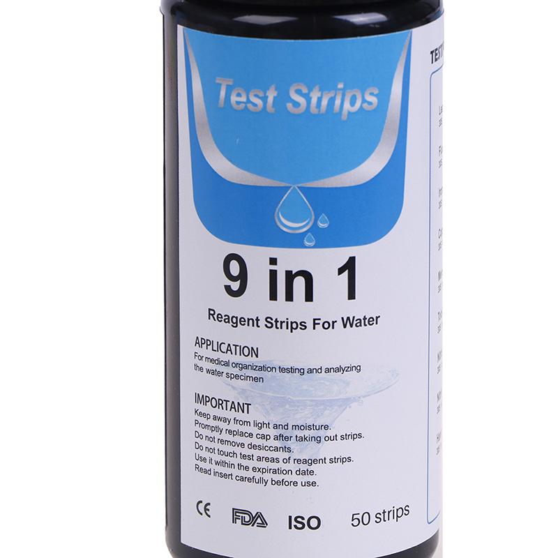50Pcs 9In1 Ph Test Fish Tank Water Tropical Aquarium Pond Water Test Strips Kit