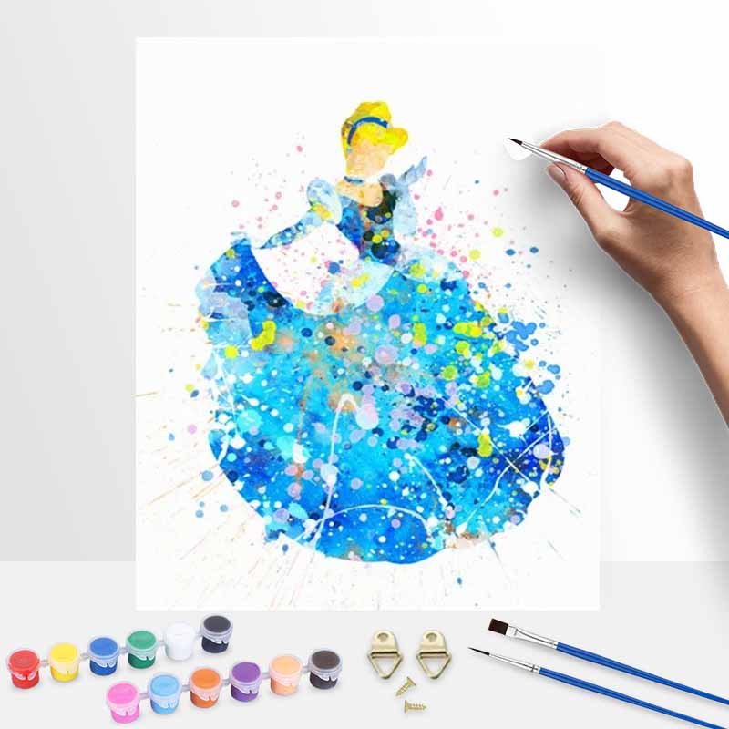 Disney Cinderella Watercolor Oil Paint by Numbers Painting Kit Handmade Diy Home Decor Gifts for Adult Wall Art Canvas Craft Set 130