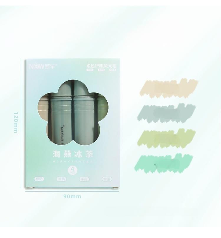 4pcs Highlighter Pen Set Spot Liner Pens Soft Colour Eye Protection Crystal Acrylic Stick Barrel Chisel Tip Stationery