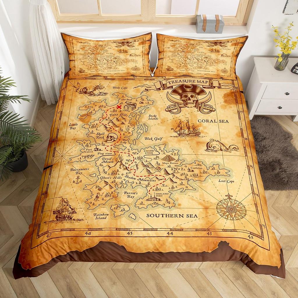 Anchor Bedding Set Nautical Sailboat Duvet Cover Wood Board Design Pattern Comforter Cover for Boys Ocean Theme Quilt Cover
