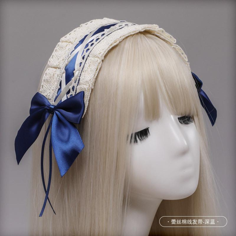 Handmade Bow Lace Headband Japanese Girl Lolita Hairpin Soft Cute Two-dimensional Headgear Cute Sister Hair Accessories