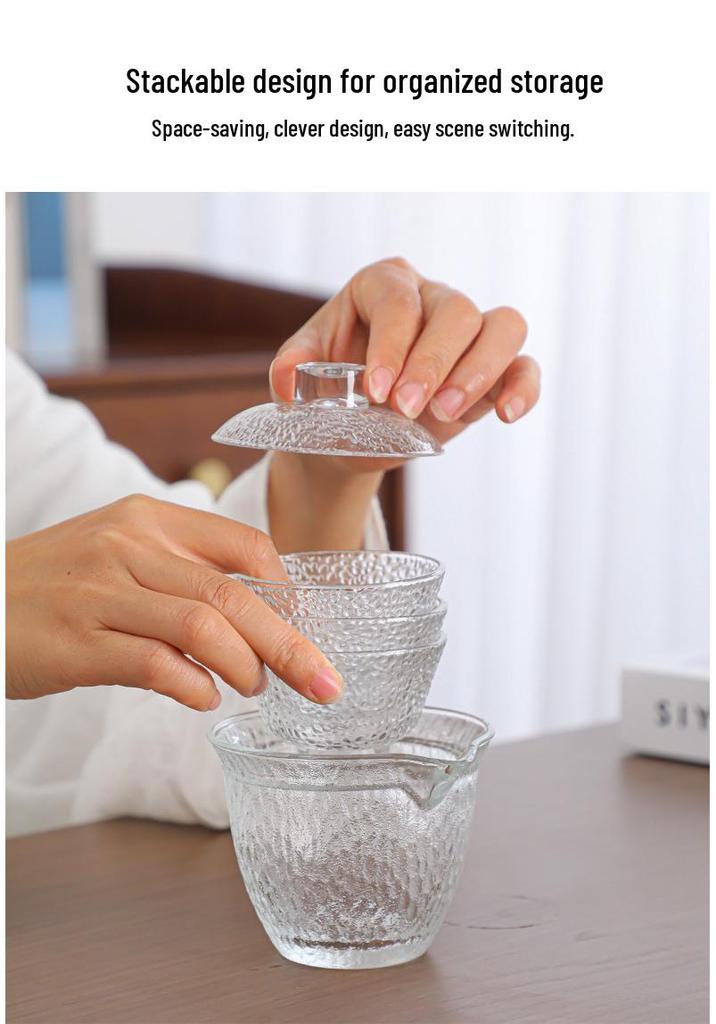 Portable Quick Brew Glass Teapot with Cups - Outdoor Travel Gongfu Tea Set
