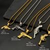 Personalized Gold-Plated Stainless Steel Handgun Necklace - Retro Punk Titanium Steel Pendant for Men