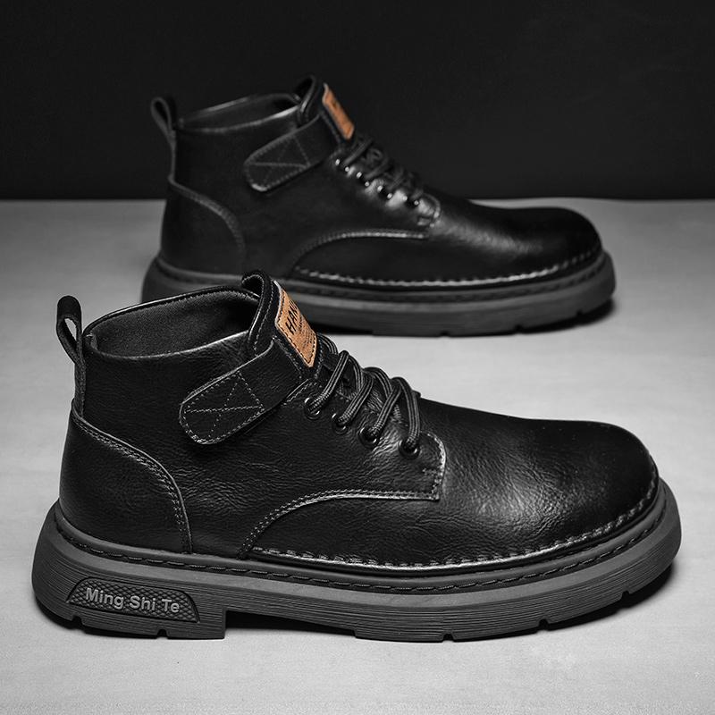 

Модные мужские ботинки-пустынники 2024 года, трендовая мужская обувь, универсальные высокие мужские ботинки для отдыха на открытом воздухе, мужские ботильоны из натуральной кожи 39 чёрный