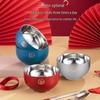 Red 304 Stainless Steel Bowl Set, Double-Layer, Anti-Scald, Heat Insulation - Available in Four or Six-Piece Sets.