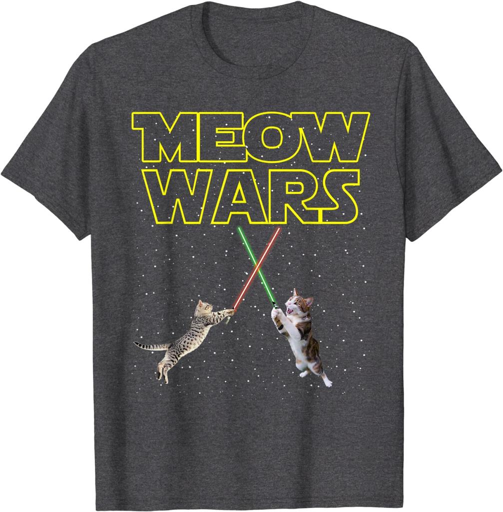 Meow Wars Cat Shirt Funny Gifts For Cats Lovers T-Shirts T-Shirt Cotton Men T Shirts Normal Tops & Tees Brand Printed
