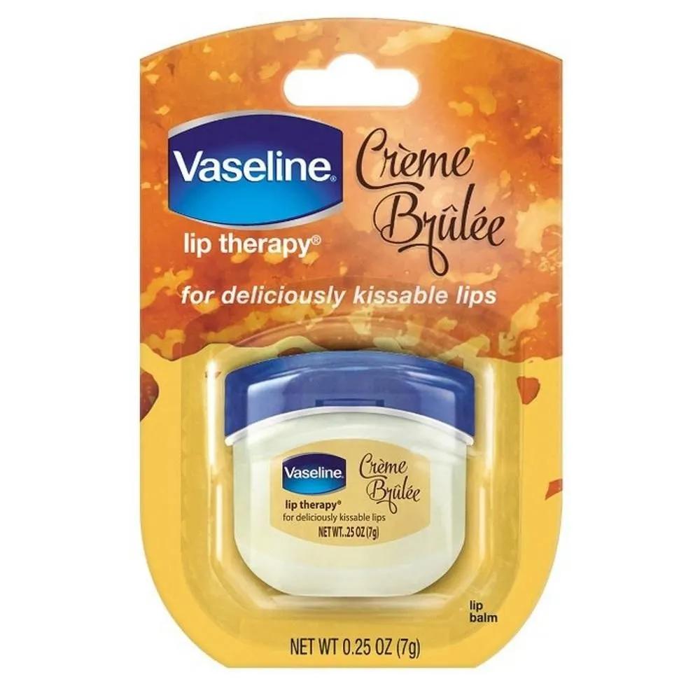 Vaseline Lip Balm 7g 4 Pack Crème Brûlée Vaseline Lip Therapy Lip Balm, CR.E.M.e Brulee 0.25 oz (Pack of 4)
