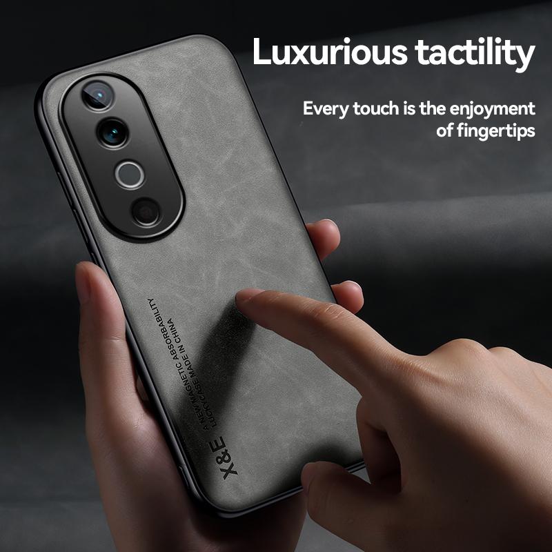 For Vivo V40 Magnetic Case Matte Leather Cover for Vivo V40 Pro Camera Shell Shockproof Phone Fundas for Vivo V30/Vivo V30 Pro