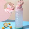 1 Liter Motivations-Wasserflasche mit Strohhalm-Mundstück Mit Zeitmarkierung Auslaufsichere Sport-Wasserflasche Für Fitnessstudio Camping Tour