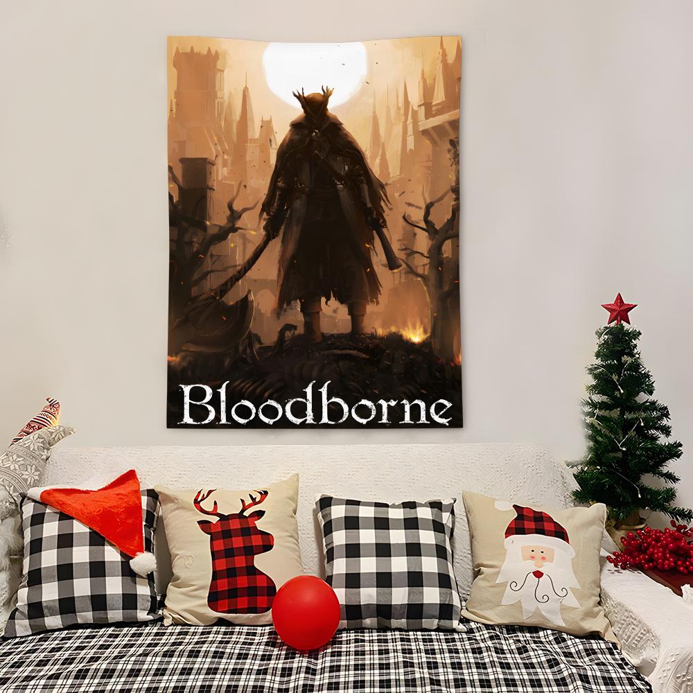 Game BBloodborne Tapestry Decoration Art Microfiber Background For Bedroom Living Bar Garden Outdoor Festival