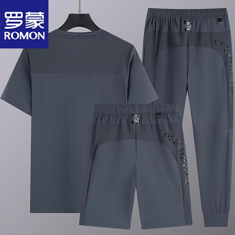 ROMON Men s Ice Silk Breathable Summer Sportswear Set XL