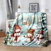 1pc Christmas Snowman Printing Lightweight Flannel Blanket, Comfortable and Warm Blanket, for Camping Sofa Bed and Couch Office, Gift