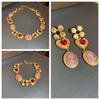 Zinc Zinc Alloy Heart Cameo Bracelet Court Style Retro Emboss Earrings Vintage Necklace  Wedding